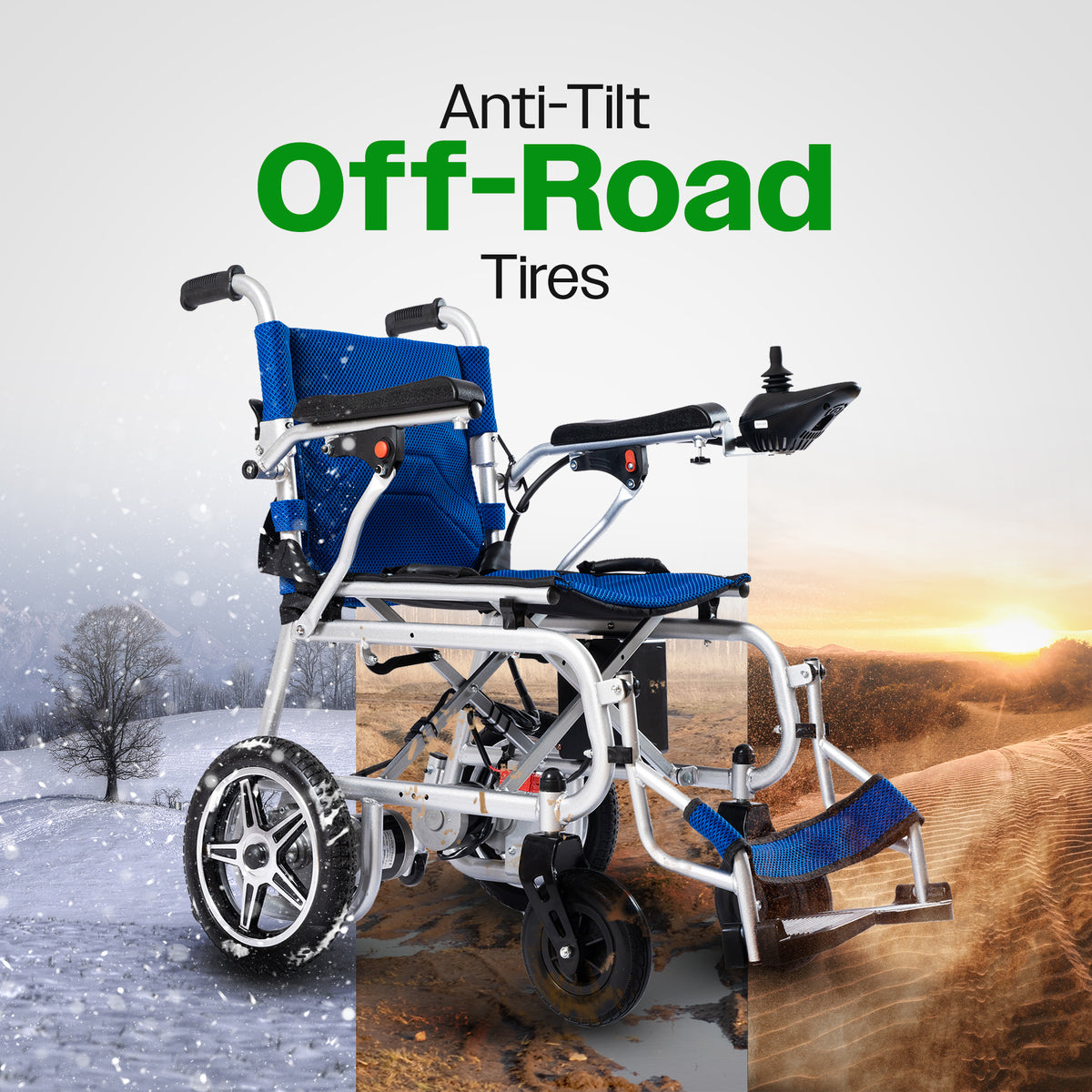 Culver Mobility ARTEMIS PRO Lightweight Folding Electric Wheelchair, 12-Mile Range – Blue