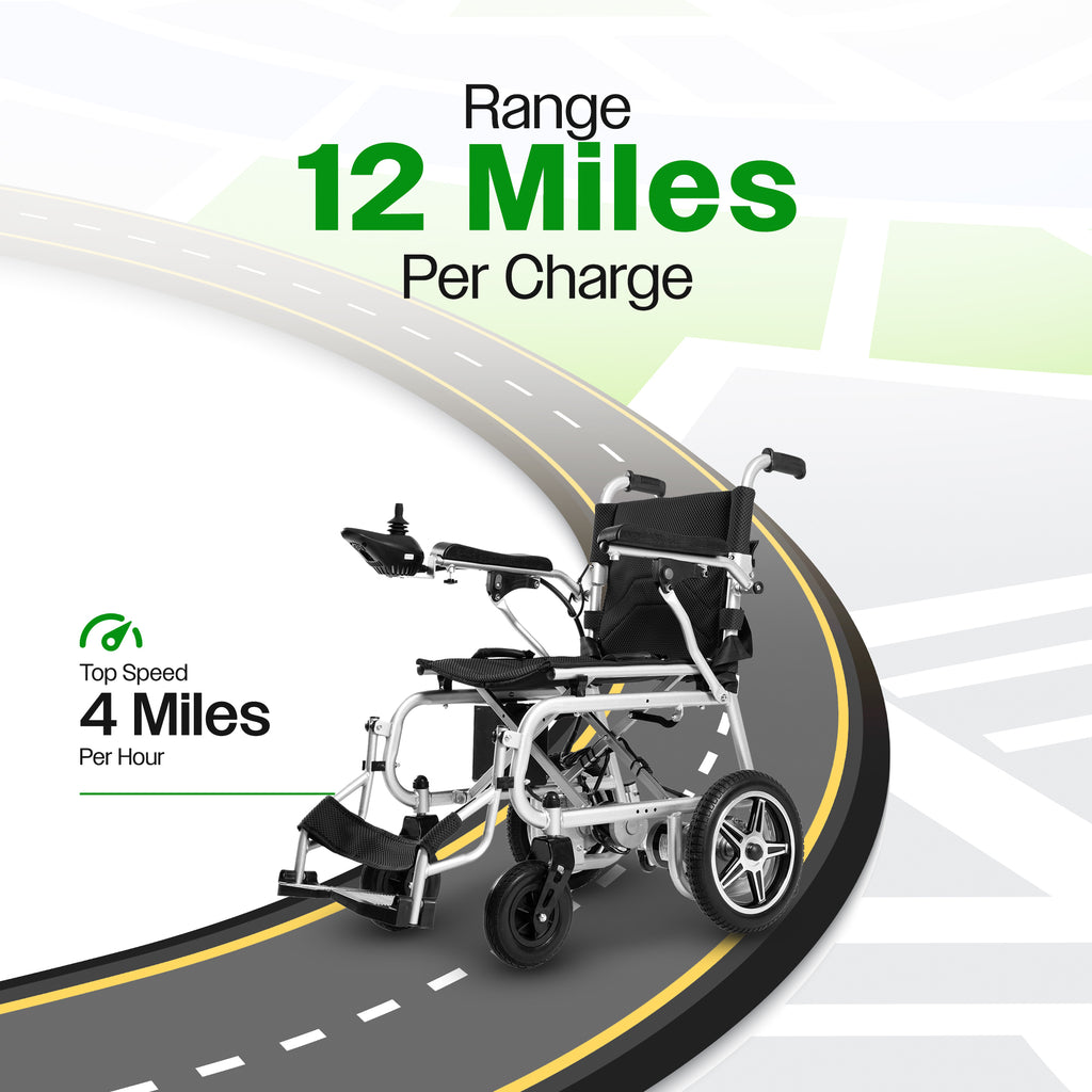 Culver Mobility ARTEMIS PRO Lightweight Folding Electric Wheelchair, 12-Mile Range – Black