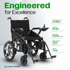 Culver Mobility ARTEMIS Folding Electric Wheelchair, 265 lb, 13-Mile Range – Black