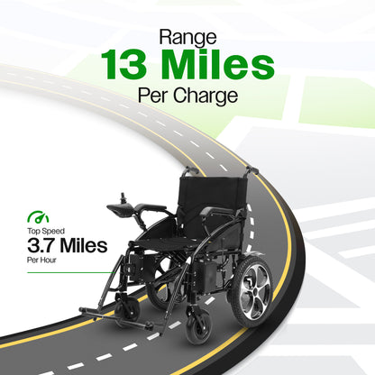 Culver Mobility Folding Lightweight Electric Wheelchairs 265lbs -500W- 13Miles ARTEMIS (BLACK)