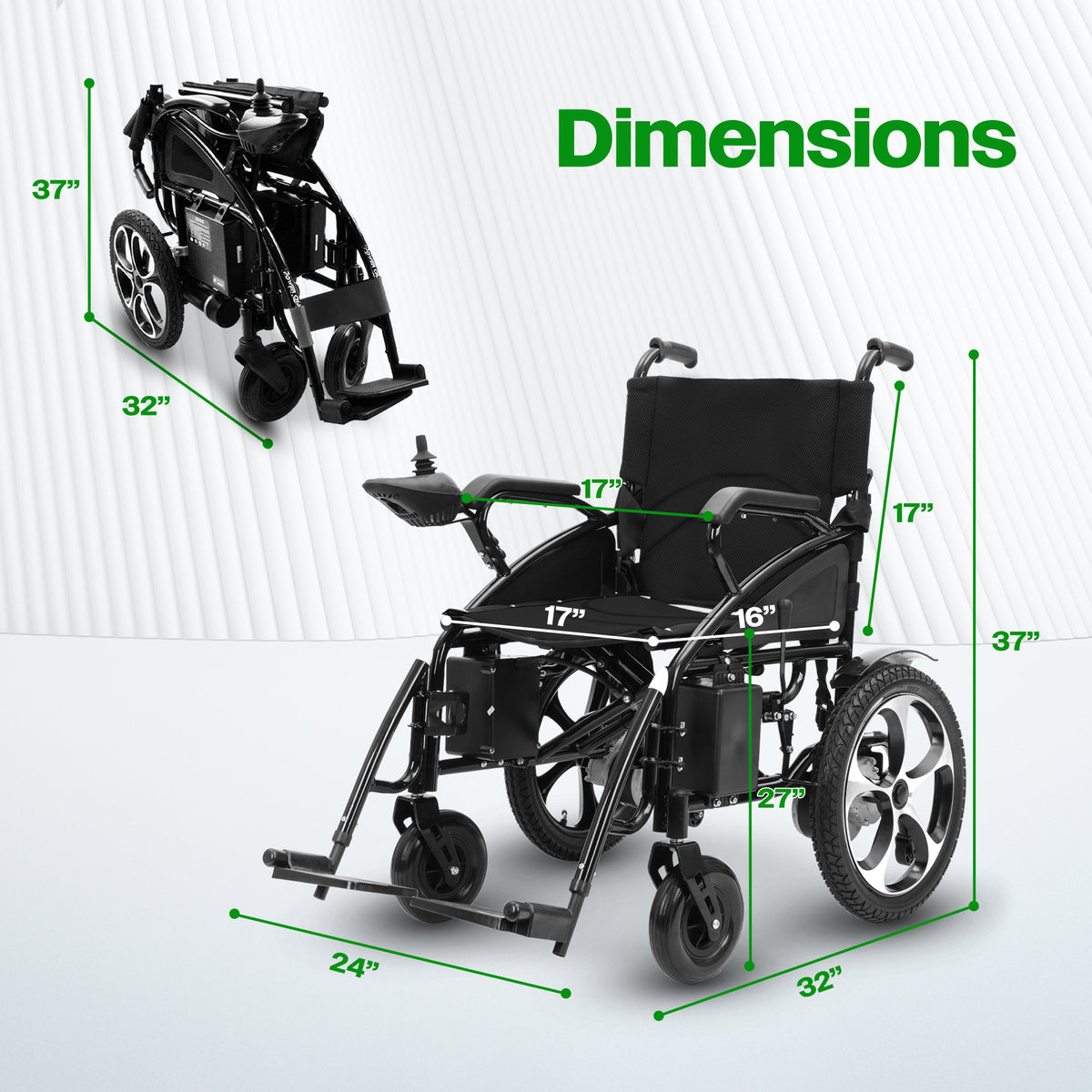 Culver Mobility ARTEMIS Folding Electric Wheelchair, 265 lb, 13-Mile Range – Black
