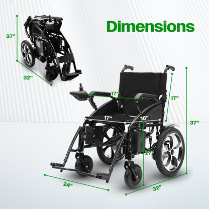 ARTEMIS  (BLACK) Folding Lightweight Electric Wheelchairs 265lbs -500W- 13Miles