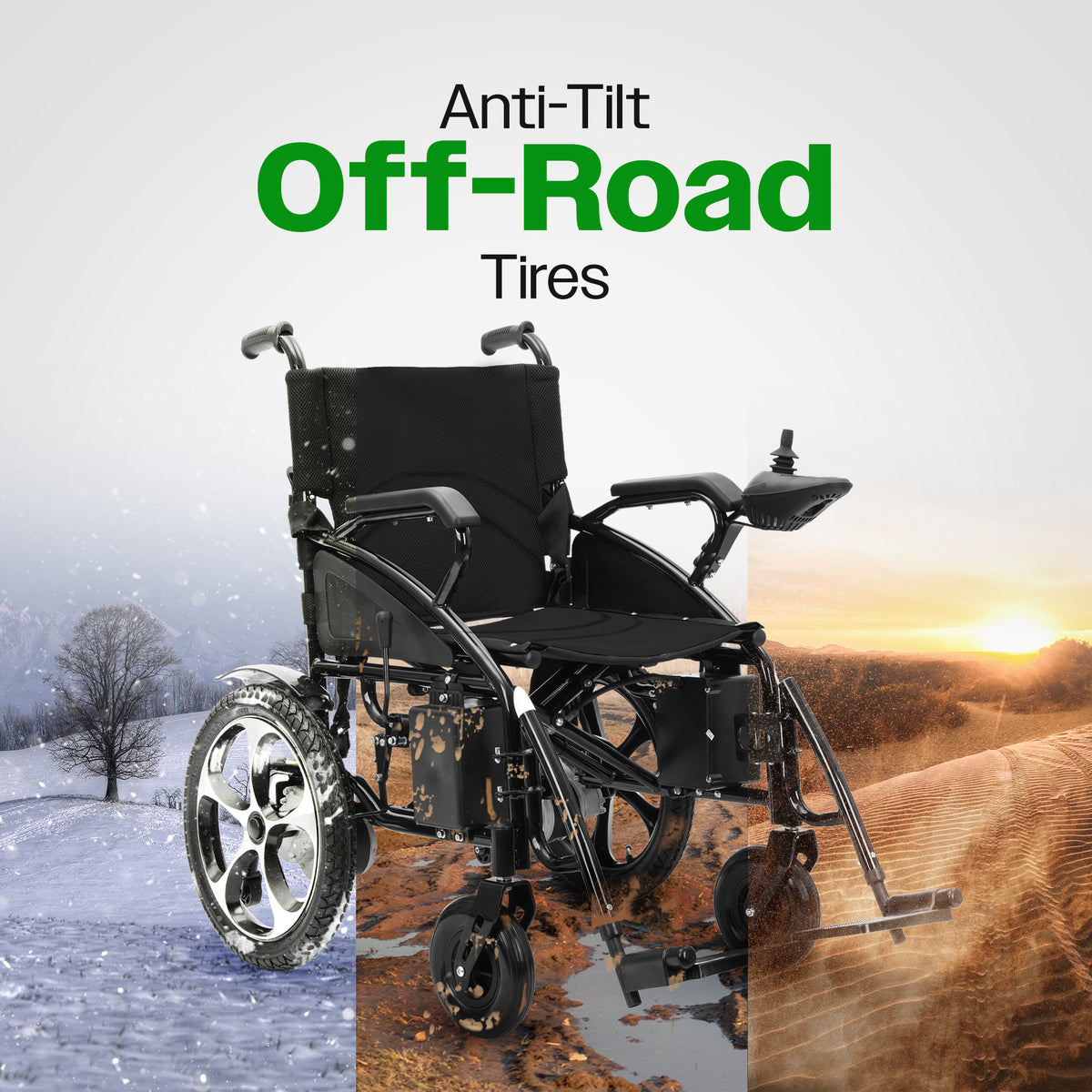 Culver Mobility ARTEMIS Folding Electric Wheelchair, 265 lb, 13-Mile Range – Black