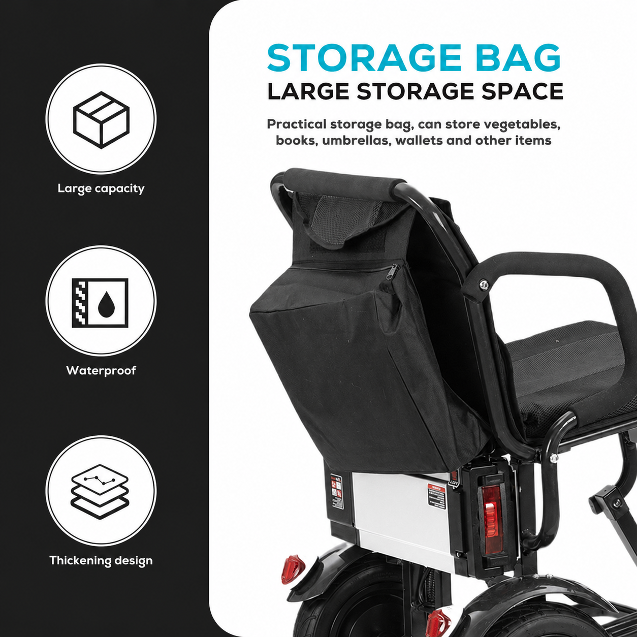 COUGAR (Black) Folding Electric Mobility Scooter 3 Wheel Lightweight Portable Power Travel Scooters