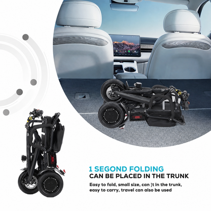 COUGAR (Black) Folding Electric Mobility Scooter 3 Wheel Lightweight Portable Power Travel Scooters
