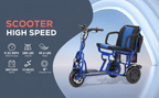 Culver Mobility COUGAR 3-Wheel Folding Mobility Scooter, 49.6 lb, 15-Mile Range – Blue