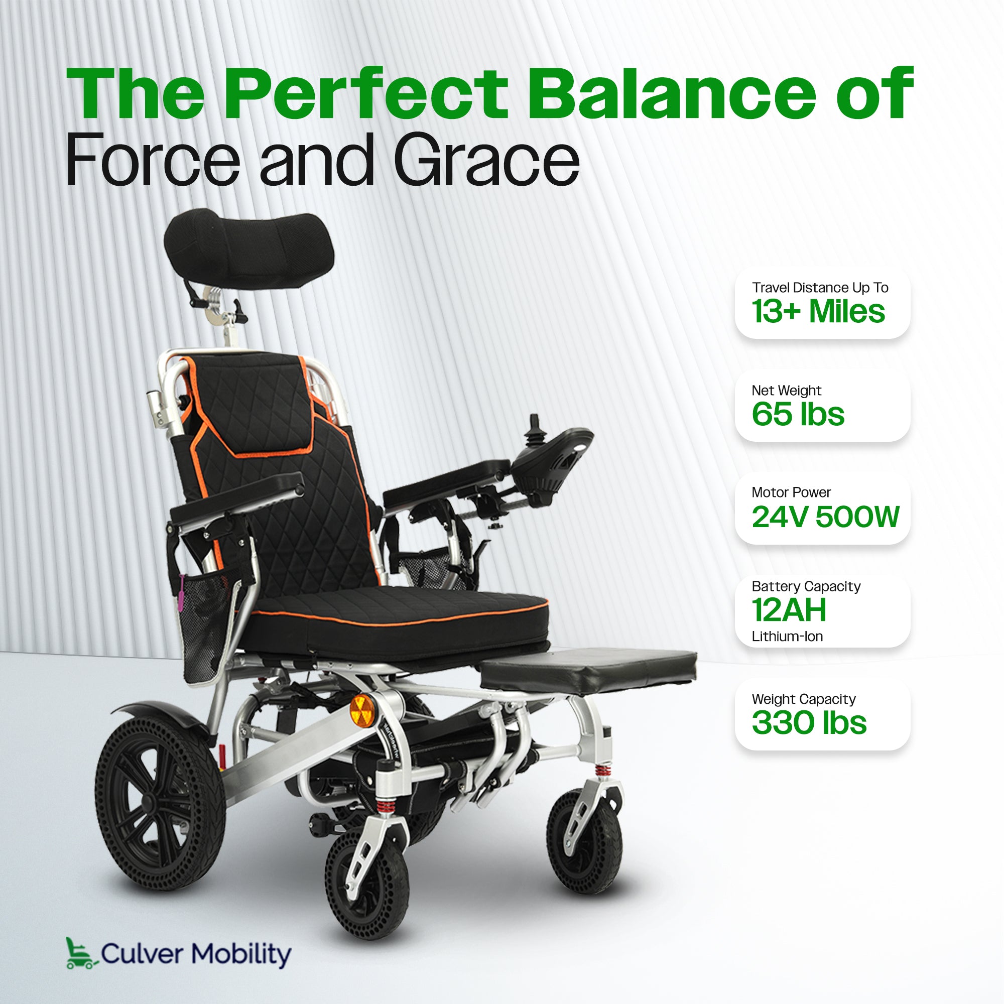 Culver Mobility PANTHER- Electric Wheelchair for Adults, All Terrain Lightweight Foldable Wheelchairs