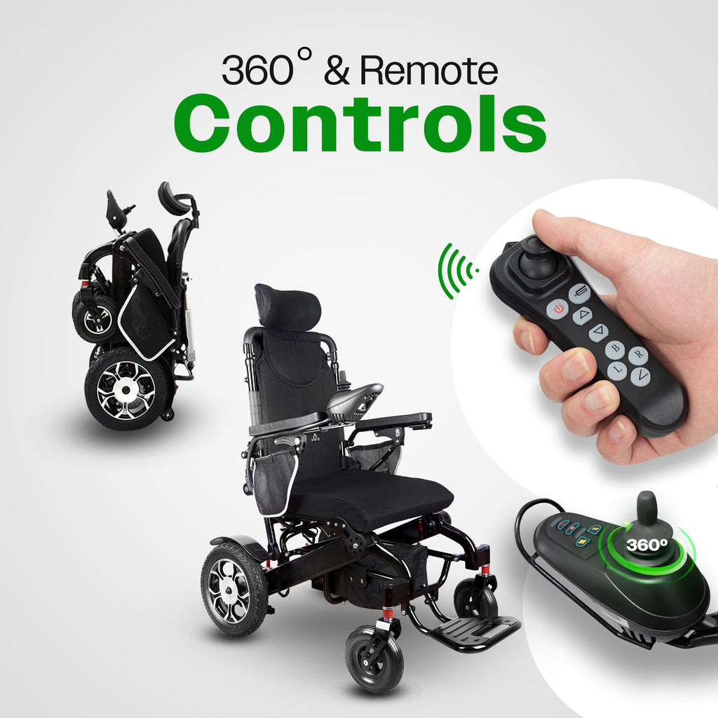 Culver Mobility SHAWK Remote-Control Folding Electric Wheelchair, 330 lb – Black