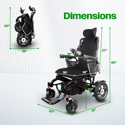 SHAWK (RED)-Reclining Folding Lightweight Electric Wheelchair 500W Motor,330 lbs-13 miles