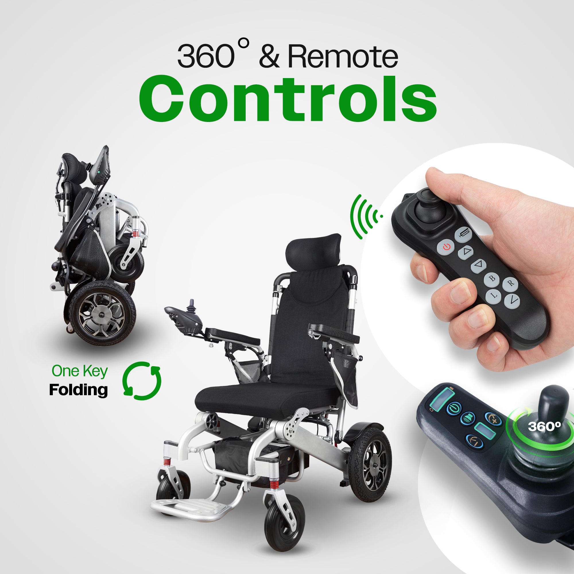 Culver Mobility SHAWK (Silver)-Reclining Folding Lightweight Electric Wheelchair 500W Motor,330 lbs-13 miles