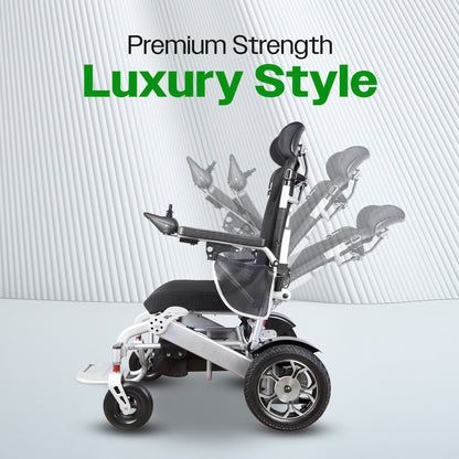 Culver Mobility SHAWK (Silver)-Reclining Folding Lightweight Electric Wheelchair 500W Motor,330 lbs-13 miles