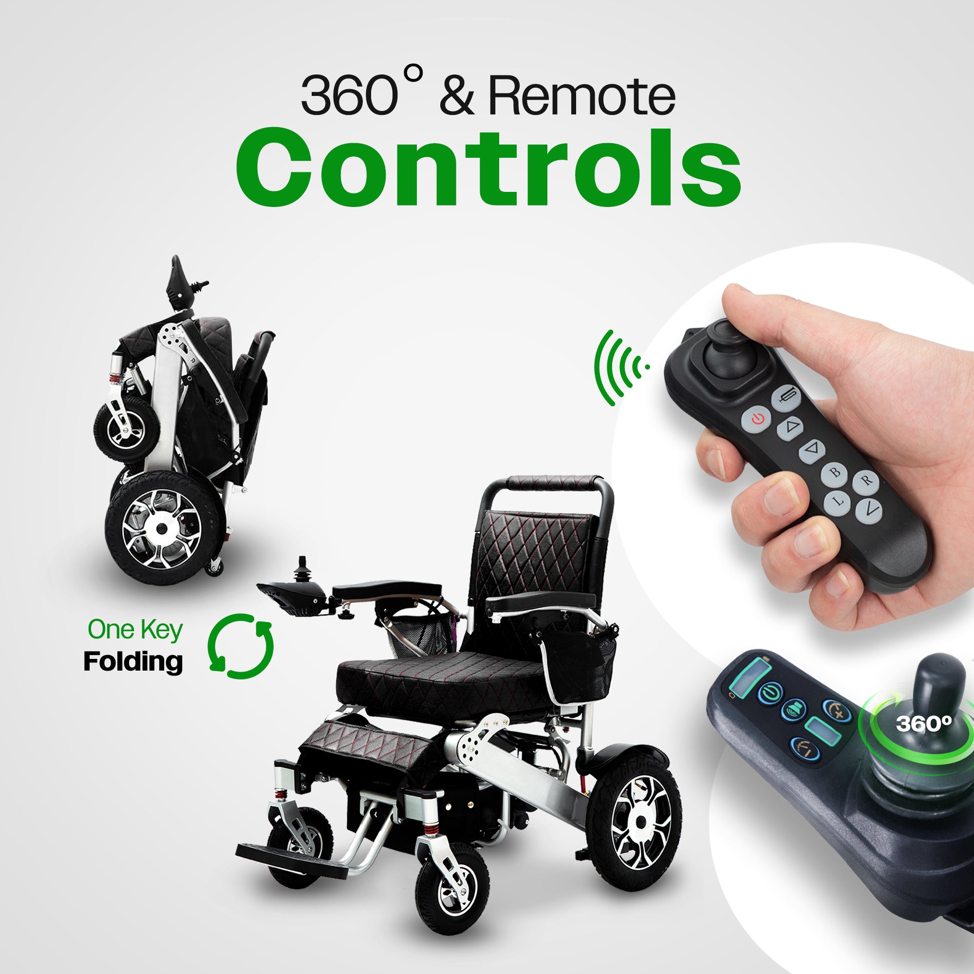 Culver Mobility WOLF (Black ) - Folding Lightweight Heavy Duty Electric Wheelchair 330 lbs-500W-13 Miles