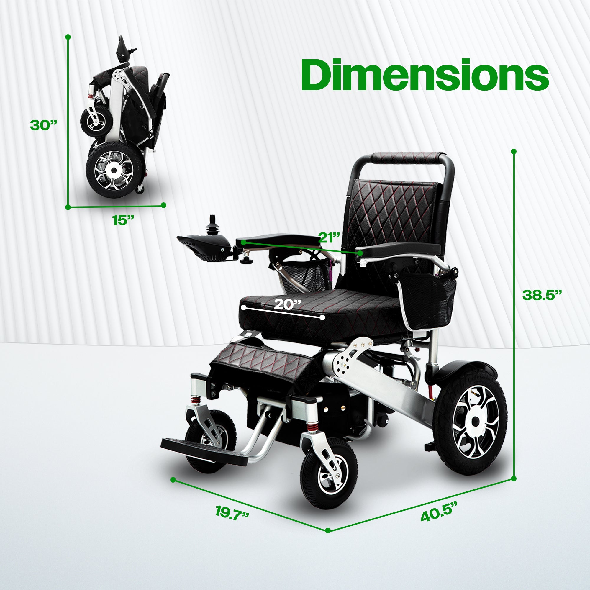 Culver Mobility WOLF (Black ) - Folding Lightweight Heavy Duty Electric Wheelchair 330 lbs-500W-13 Miles