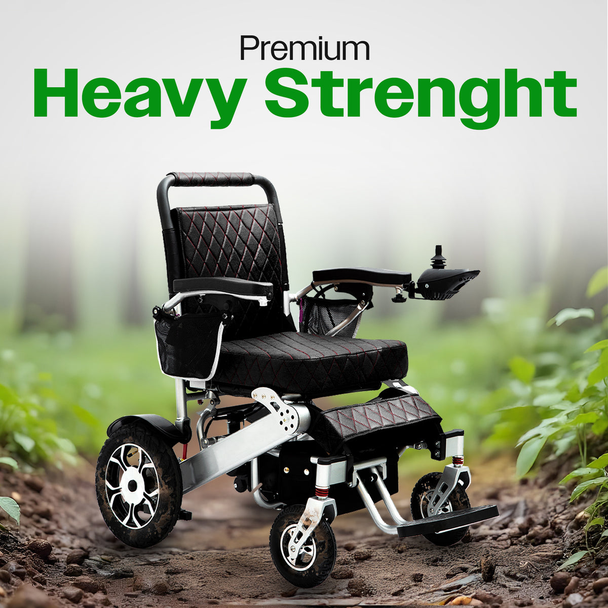 Culver Mobility WOLF Folding Electric Wheelchair, 330 lb Capacity, 25-Mile Range – Black