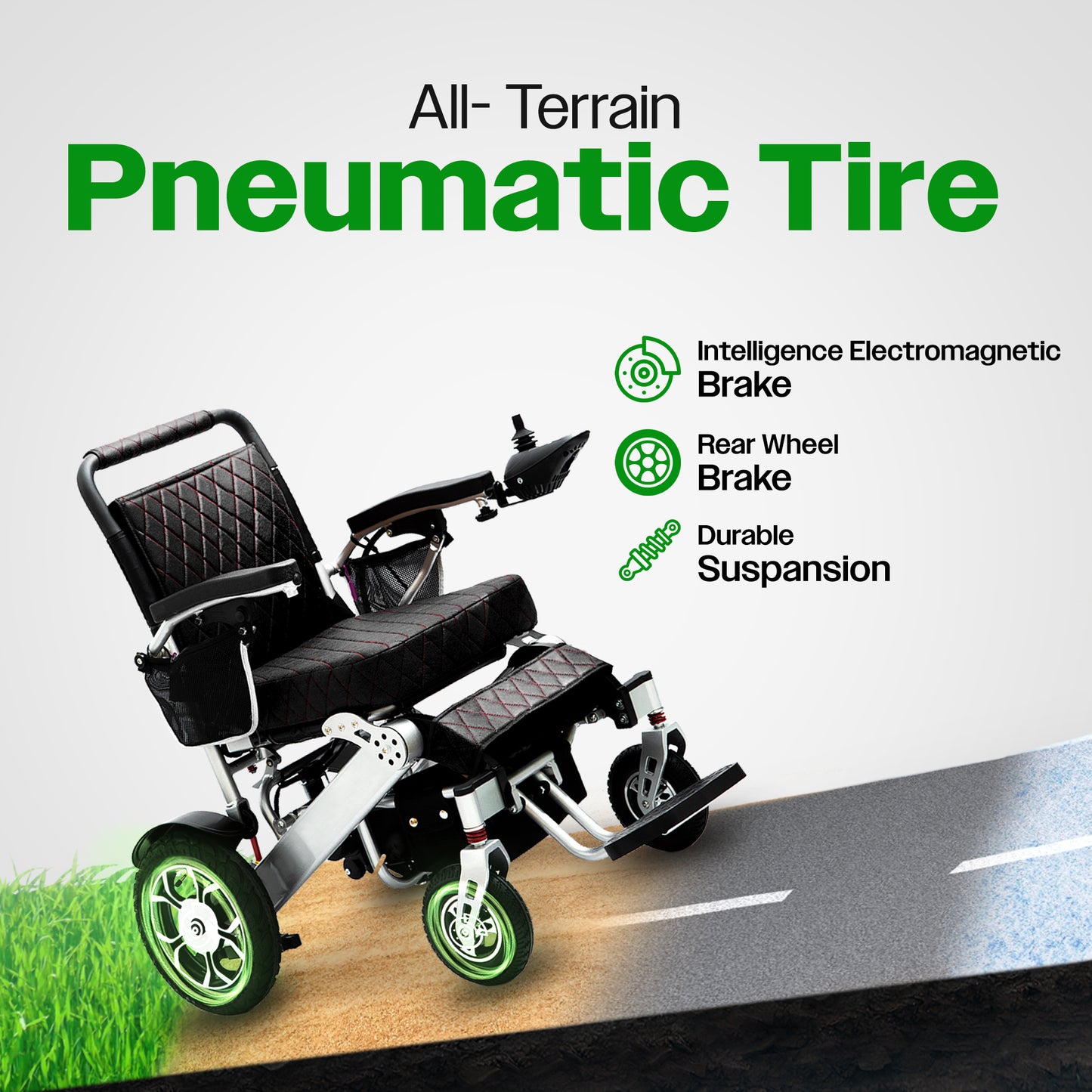 Culver Mobility WOLF (Black ) - Folding Lightweight Heavy Duty Electric Wheelchair 330 lbs-500W-13 Miles