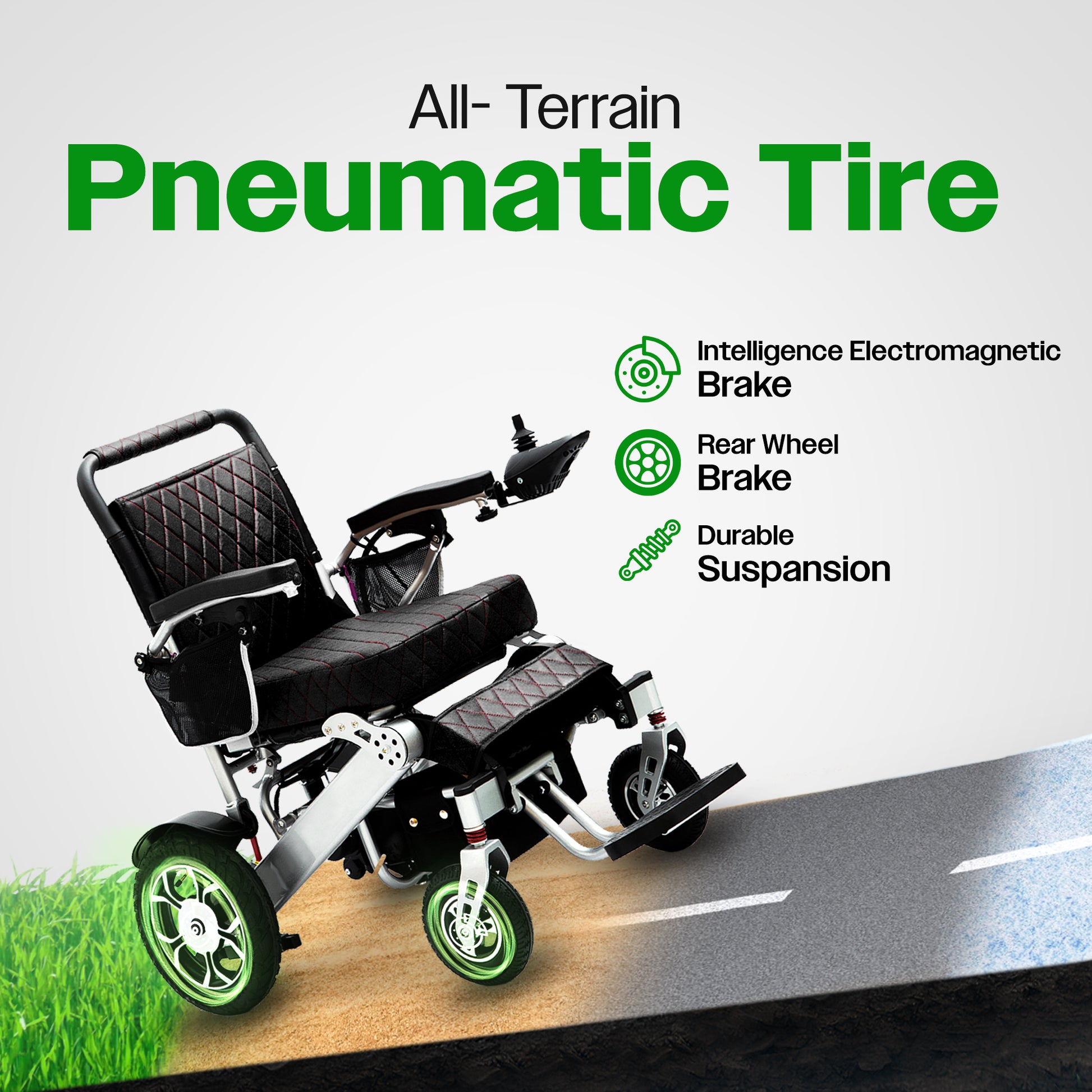 Culver Mobility WOLF (Black ) - Folding Lightweight Heavy Duty Electric Wheelchair 330 lbs-500W-13 Miles