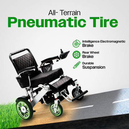 Culver Mobility WOLF (Black ) - Folding Lightweight Heavy Duty Electric Wheelchair 330 lbs-500W-13 Miles