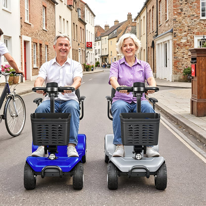 20-Mile Long Range Folding Mobility Scooter for Adults & Seniors, 300 lb Weight Capacity, Portable Electric Mobility Scooter with LED Headlight, Detachable Storage Basket, Compact Travel Scooter for Daily Use