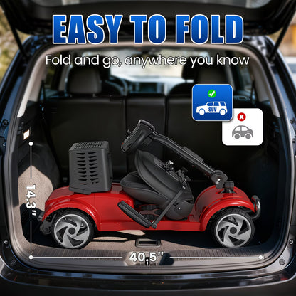 20-Mile Long Range Folding Mobility Scooter for Adults & Seniors, 300 lb Weight Capacity, Portable Electric Mobility Scooter with LED Headlight, Detachable Storage Basket, Compact Travel Scooter for Daily Use