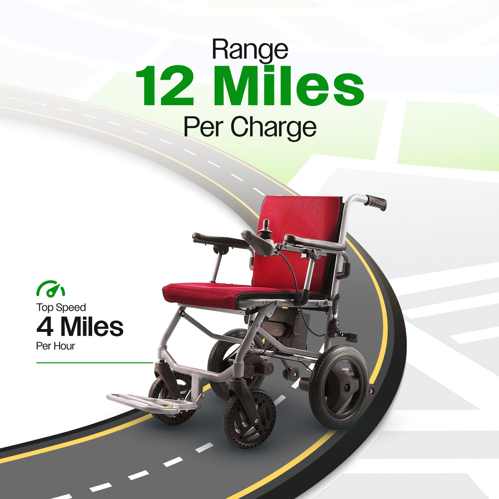 Culver Mobility KANO( Red) - Foldable Electric Wheelchair, Travel Size, User-Friendly