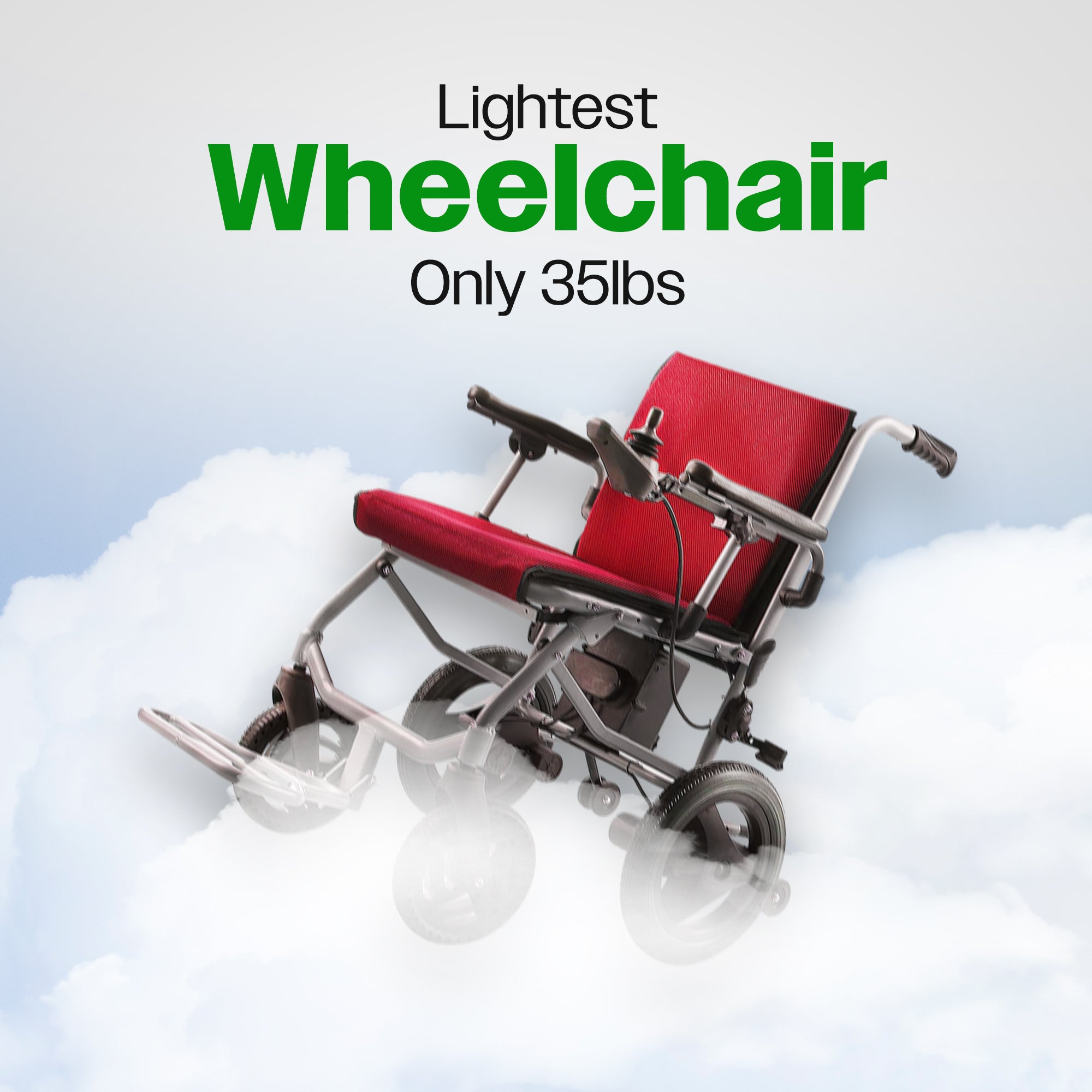 Culver Mobility KANO( Red) - Foldable Electric Wheelchair, Travel Size, User-Friendly