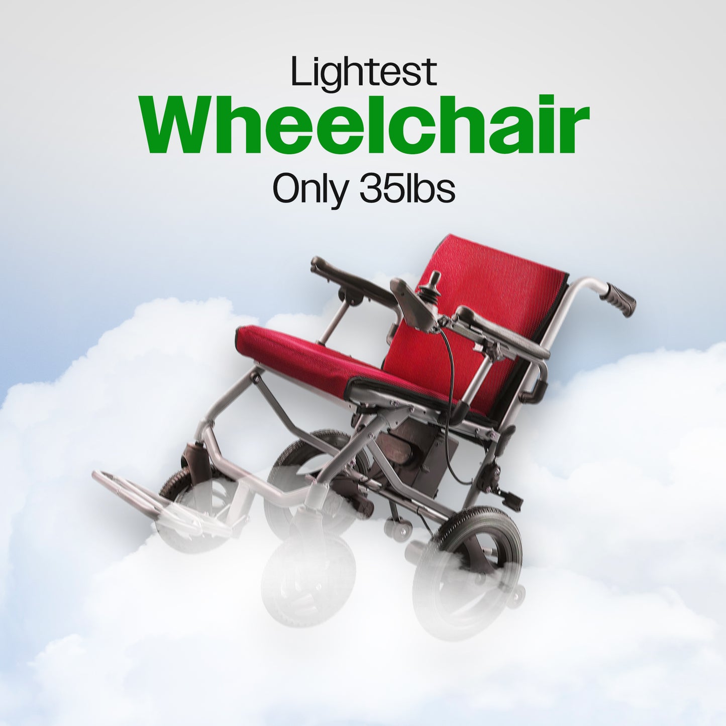 Culver Mobility KANO( Red) - Foldable Electric Wheelchair, Travel Size, User-Friendly