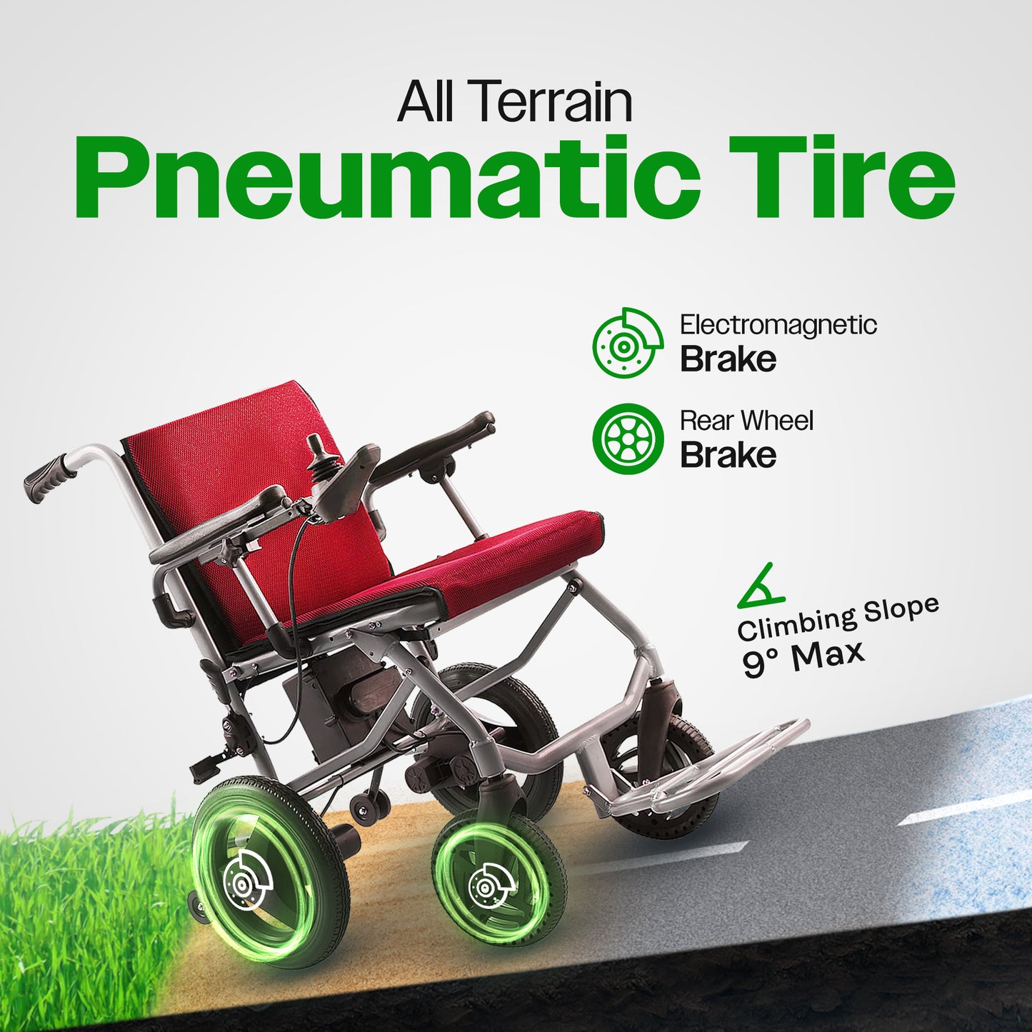 Culver Mobility KANO( Red) - Foldable Electric Wheelchair, Travel Size, User-Friendly