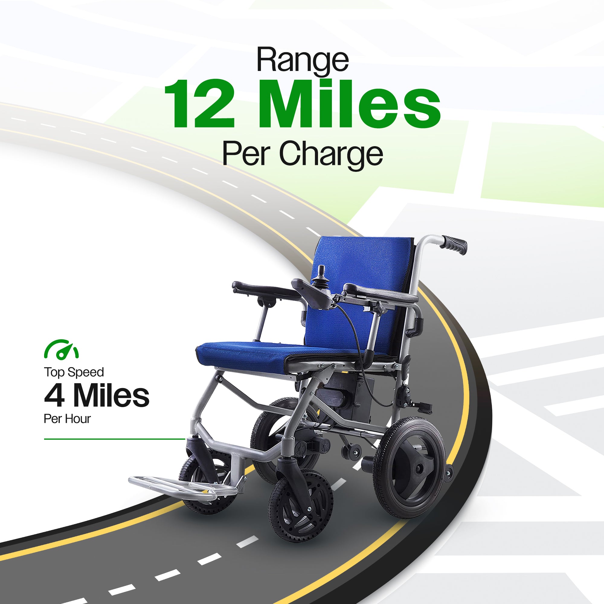 Culver Mobility Lightweight Foldable Electric Wheelchair - KANO (Blue) Travel Size