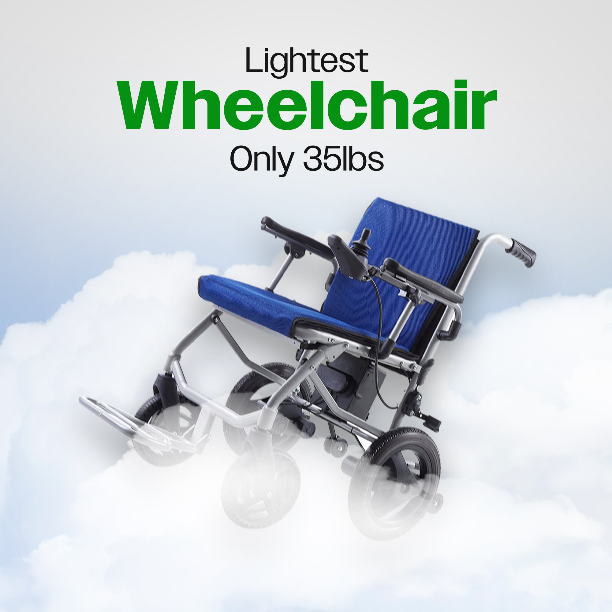 Culver Mobility Lightweight Foldable Electric Wheelchair - KANO (Blue) Travel Size
