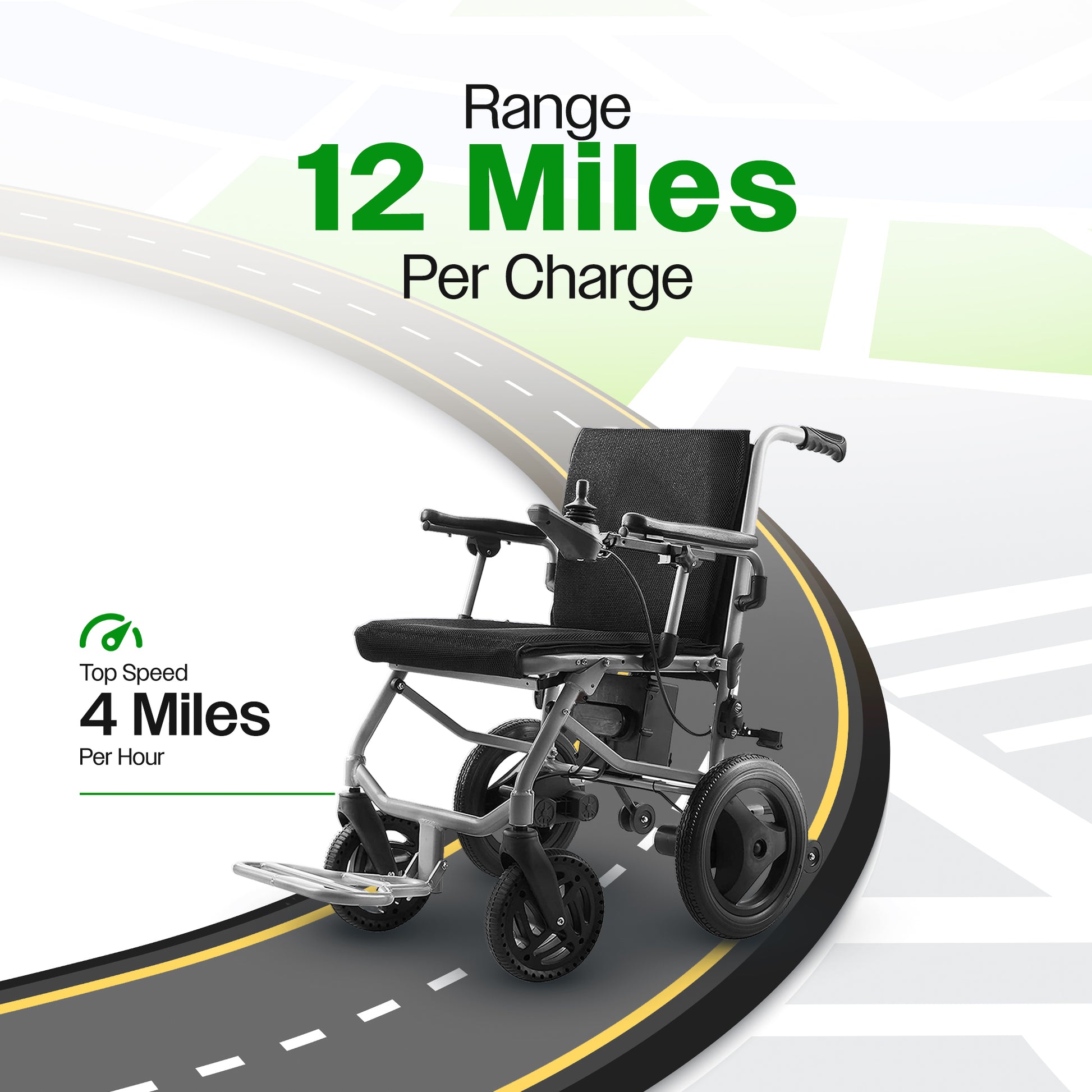 Culver Mobility KANO (Black) -Foldable Electric Wheelchair, Travel Size, User-Friendly