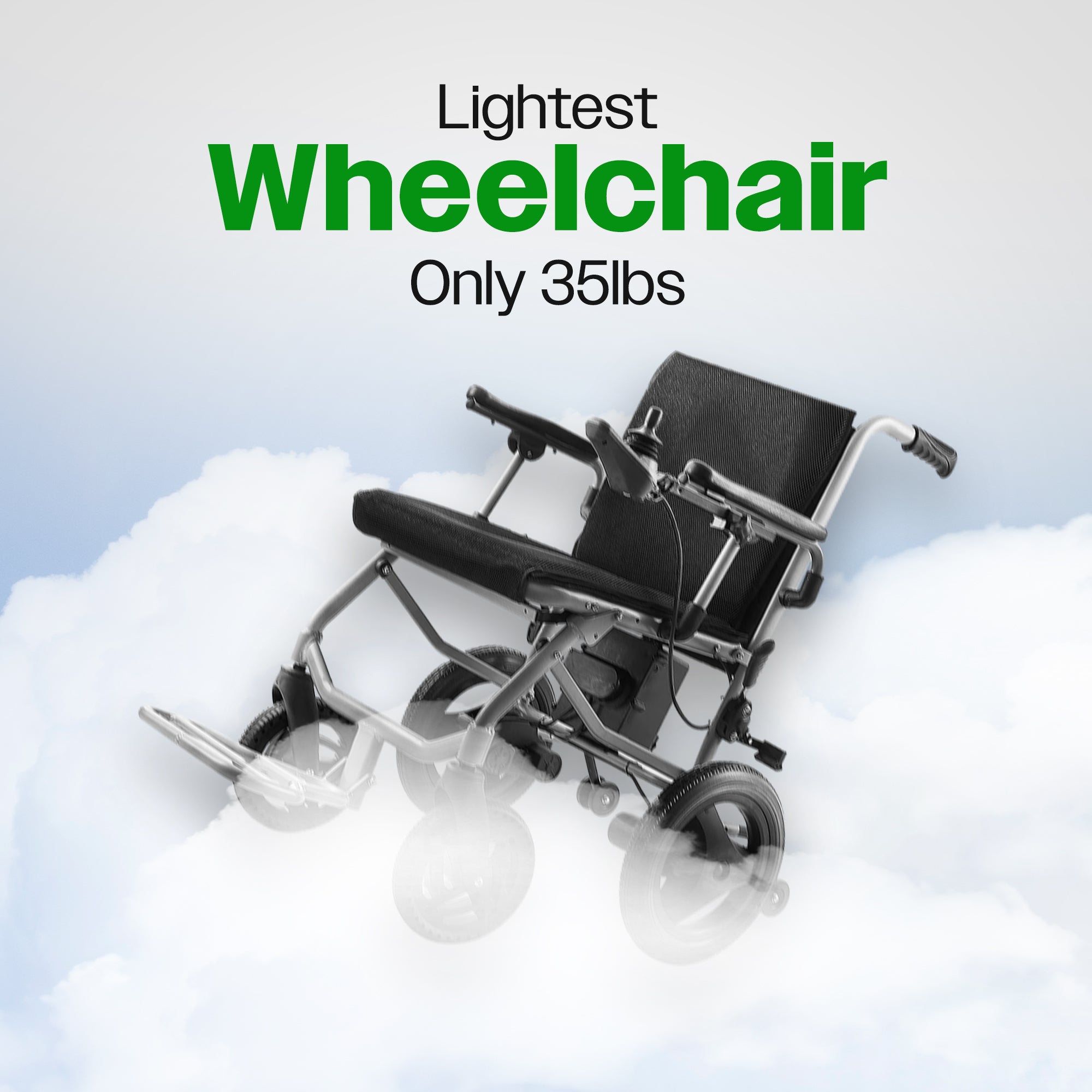 Culver Mobility KANO (Black) -Foldable Electric Wheelchair, Travel Size, User-Friendly