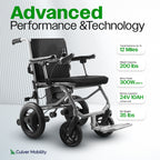 Culver Mobility KANO 35 lb Lightweight Travel Electric Wheelchair – Black