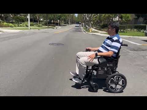 ARTEMIS Folding Electric Wheelchair, 265 lb, 13-Mile Range – Blue – video