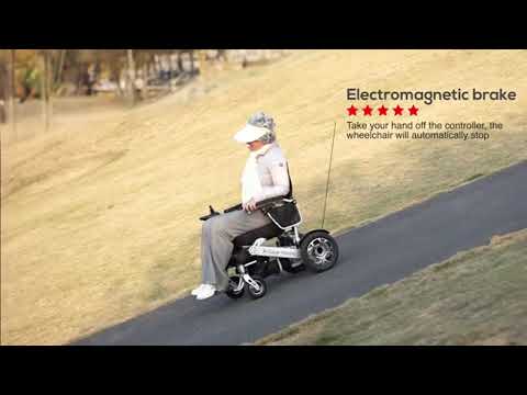 WOLF Black Folding Electric Wheelchair, 330lbs Capacity, 13mi Range