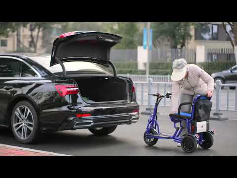 COUGAR 3-Wheel Folding Mobility Scooter, 49.6 lb, 15-Mile Range – Blue