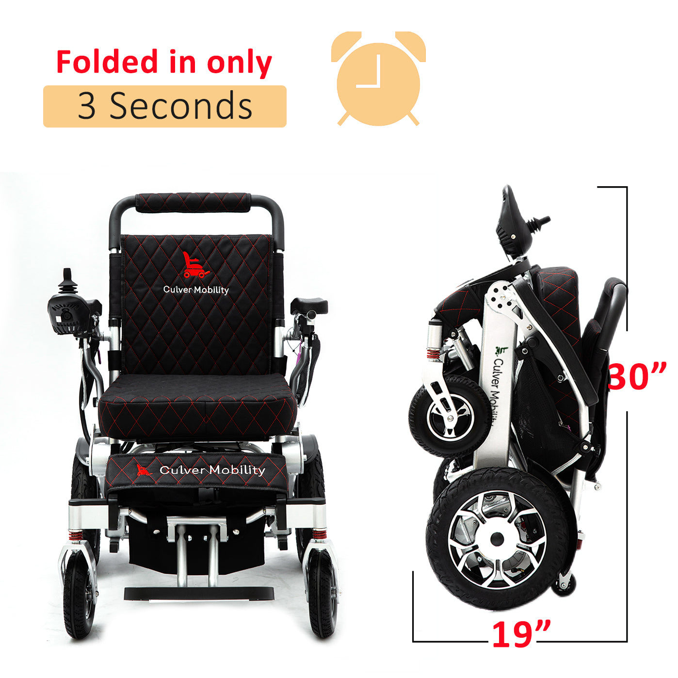 WOLF (Black Leather) - Folding Lightweight Heavy Duty Electric Wheelchair 330 lbs-500W-13 Miles