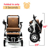 WOLF(Brown Leather)-Folding Lightweight Heavy Duty Electric Wheelchair 330 lbs -500W-13 Miles