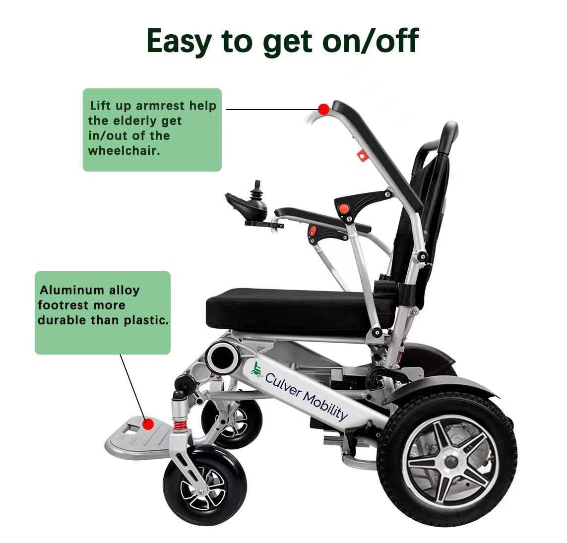 Flash Sale Folding Electric Wheelchair 400 lb Capacity Culver