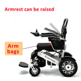 WOLF (Black Leather) - Folding Lightweight Heavy Duty Electric Wheelchair 330 lbs-500W-13 Miles