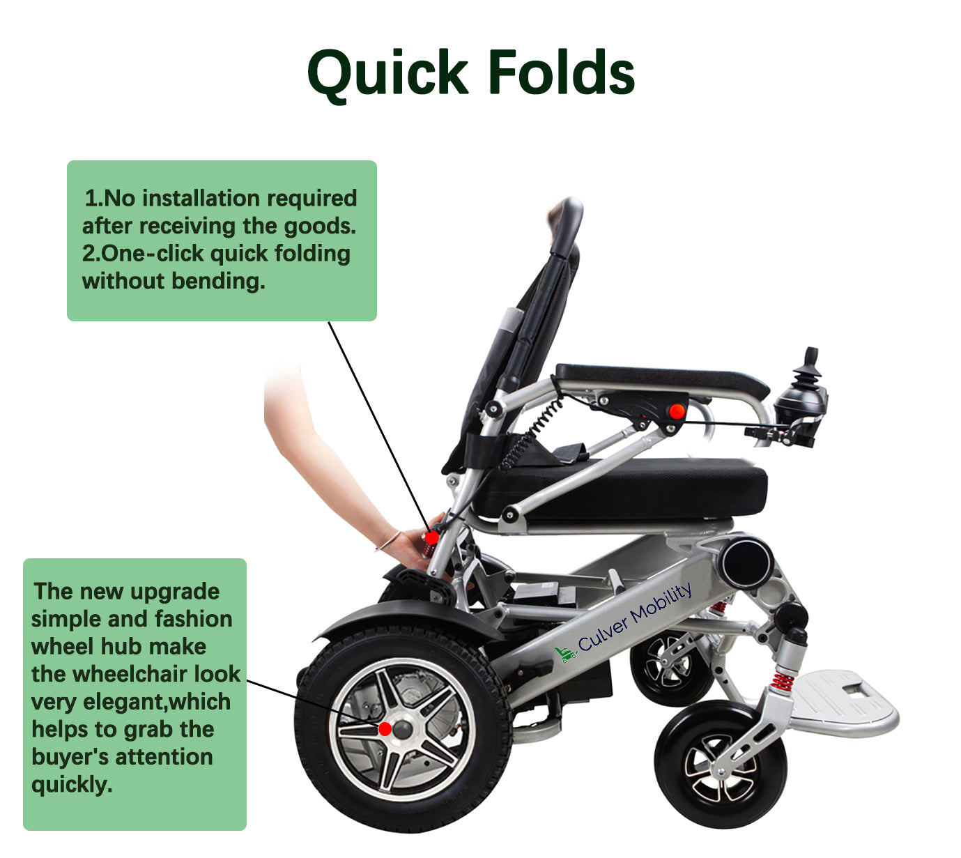 Folding Electric Wheelchair, 400 lb Capacity