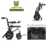 KANO (Green) -World's Lightest (only 35lbs) Foldable Electric Wheelchair, Travel Size
