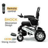 WOLF (Black Leather) - Folding Lightweight Heavy Duty Electric Wheelchair 330 lbs-500W-13 Miles