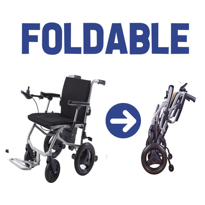 KANO (Black) -Foldable Electric Wheelchair, Travel Size, User-Friendly