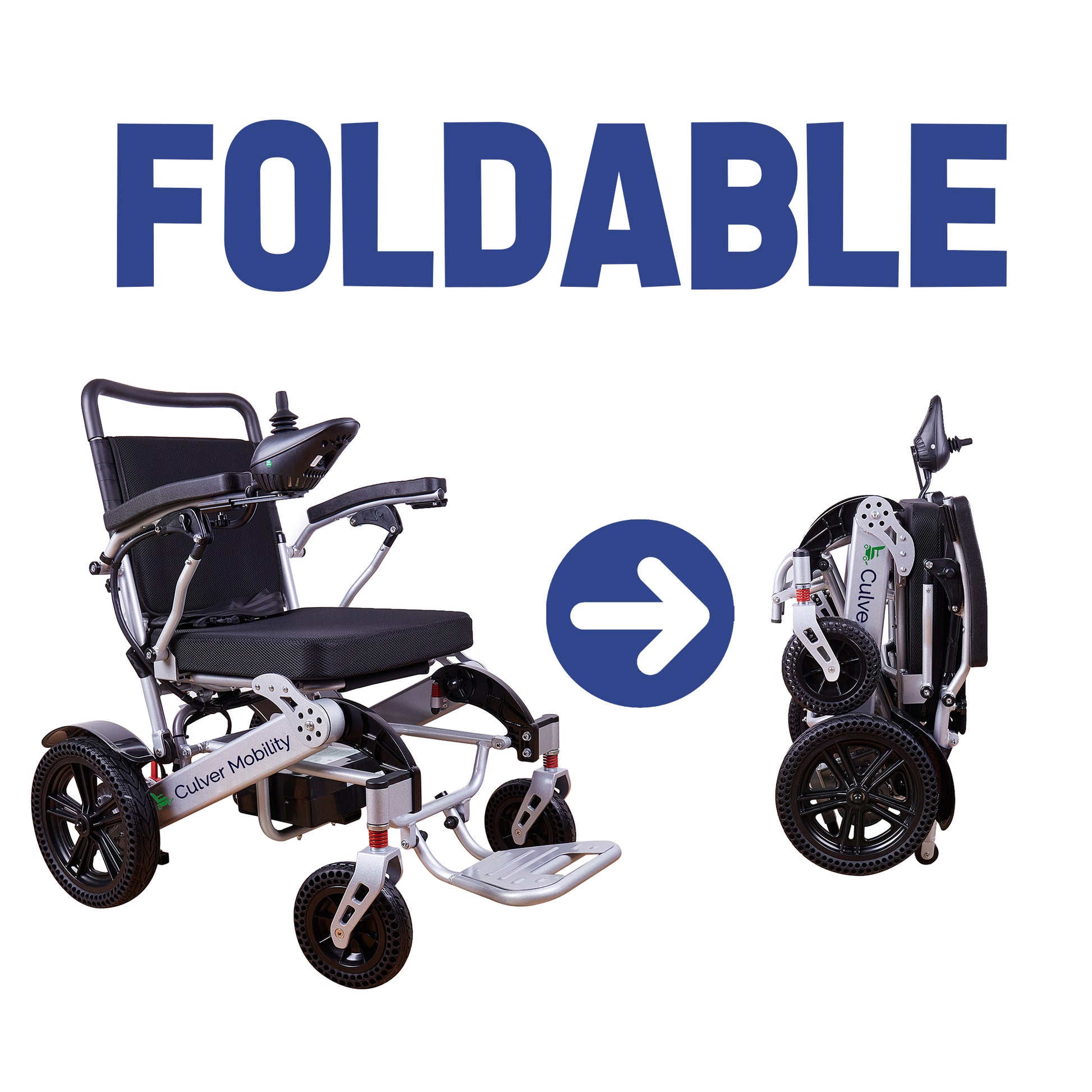 TIGER (Silver)-Folding Lightweight Heavy Duty Electric Wheelchair 330 lbs Max Load-500W-13 Miles
