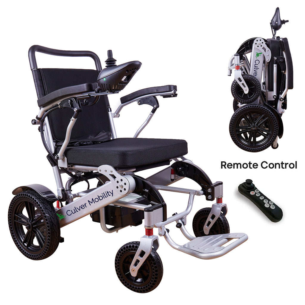 TIGER (Silver)-Folding Lightweight Heavy Duty Electric Wheelchair 330 lbs Max Load-500W-13 Miles