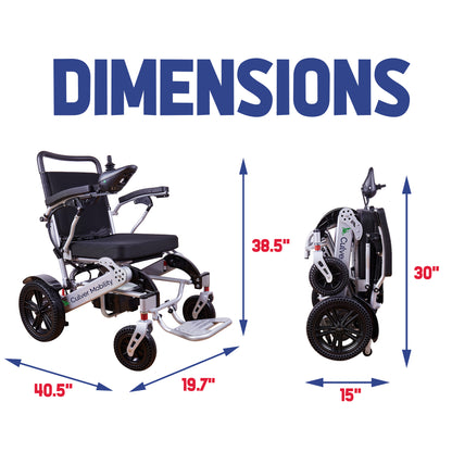 TIGER (Silver)-Folding Lightweight Heavy Duty Electric Wheelchair 330 lbs Max Load-500W-13 Miles