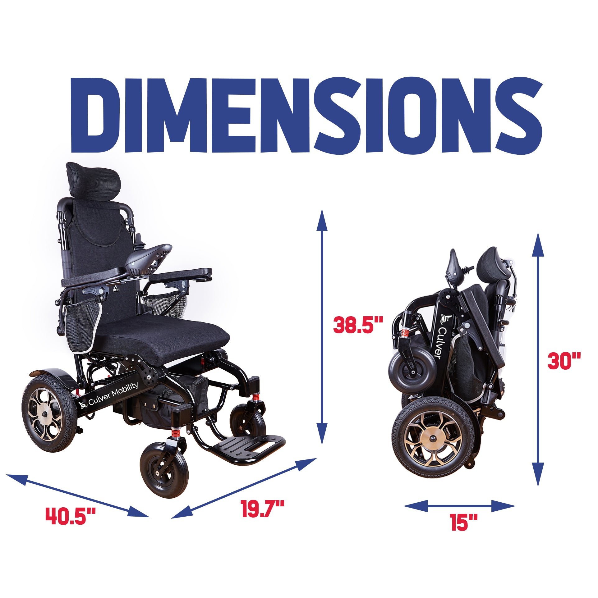 SHAWK (Black)-Reclining Folding Lightweight Electric Wheelchair 500W Motor,330 lbs-13 miles