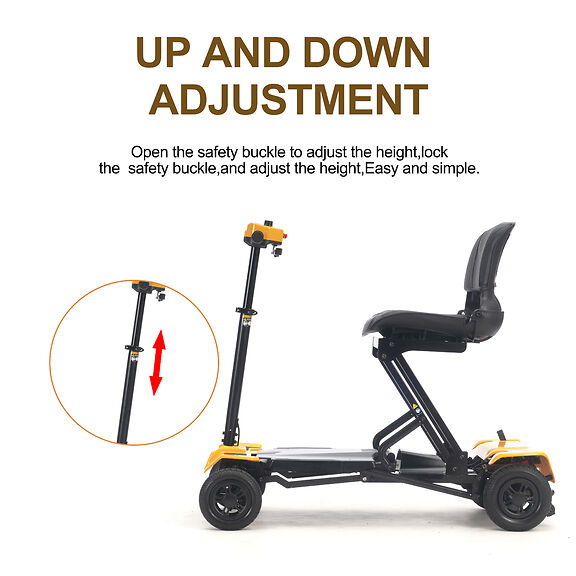 LYNX REMOTE (Yellow)- Auto Folding Mobility Scooter for Adults, Long Range 15 miles