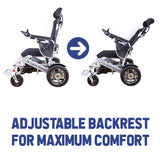 SHAWK (Silver)-Reclining Folding Lightweight Electric Wheelchair 500W Motor,330 lbs-13 miles