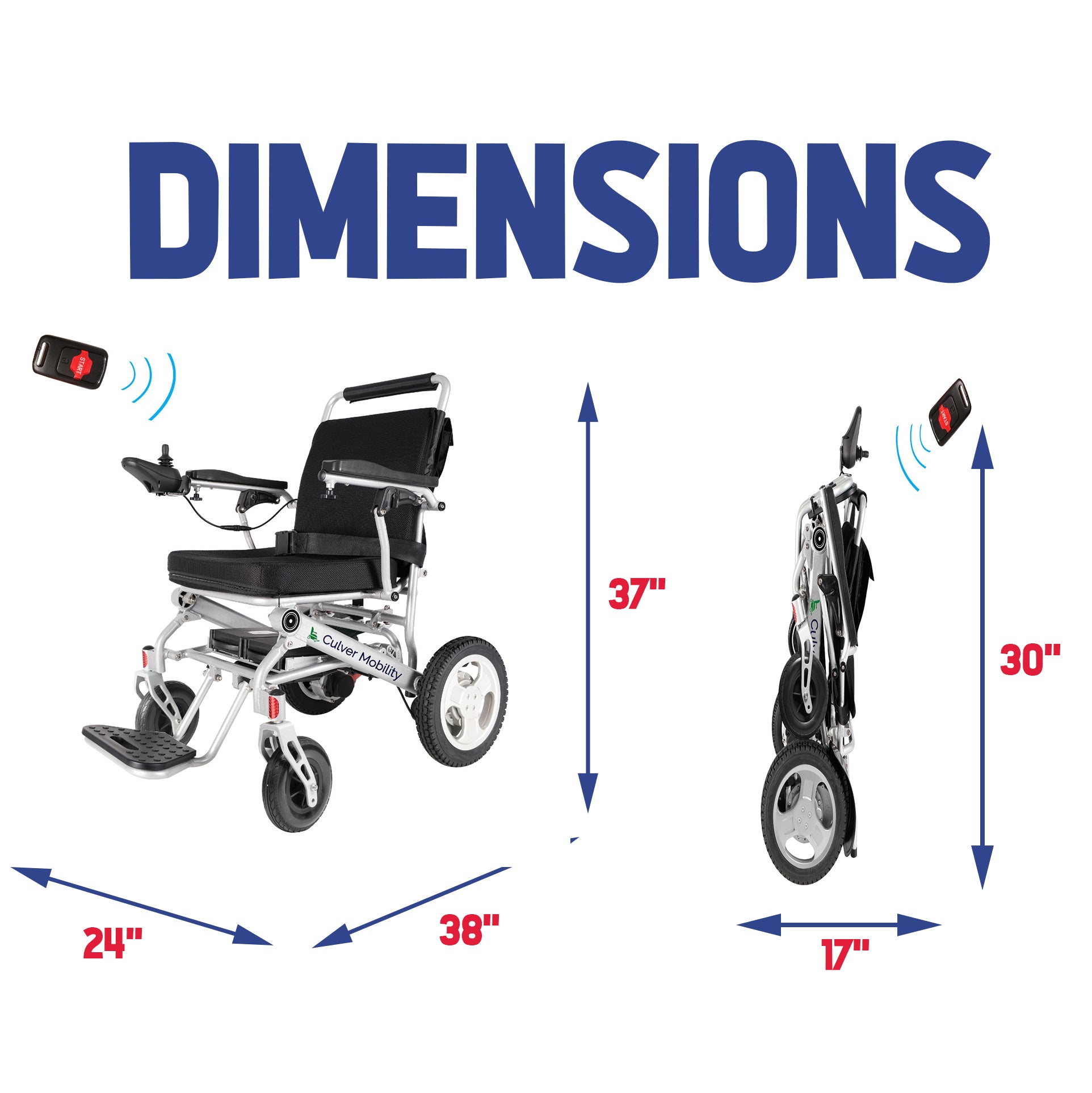 Culver Mobility TAREK-Exclusive Electric Wheelchairs, One Click Automatic Fold and Unfold , (600W Motor Power)